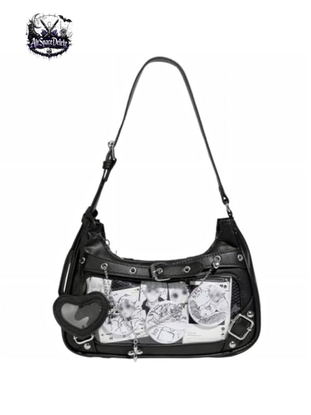 PU Leather Satchel Shoulder Bag Ita Pin Display Chain Strap